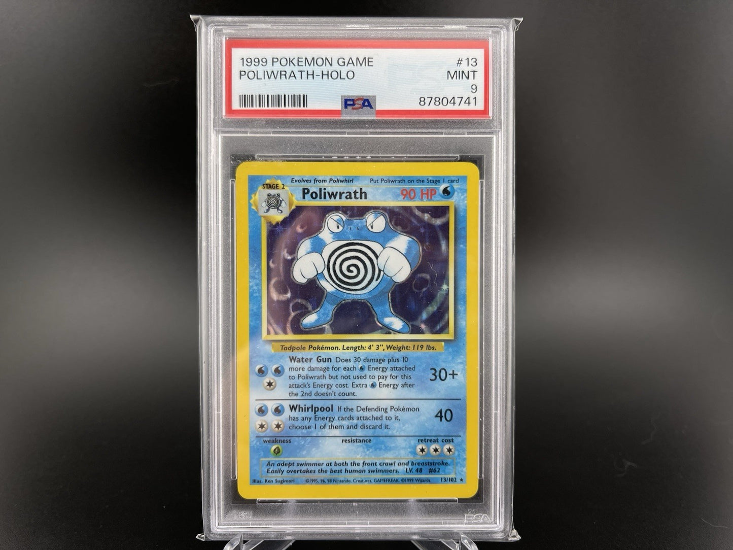 PSA 9 Mint Poliwrath 13/102 Base Set 1999 Holo Rare Pokemon TCG Card