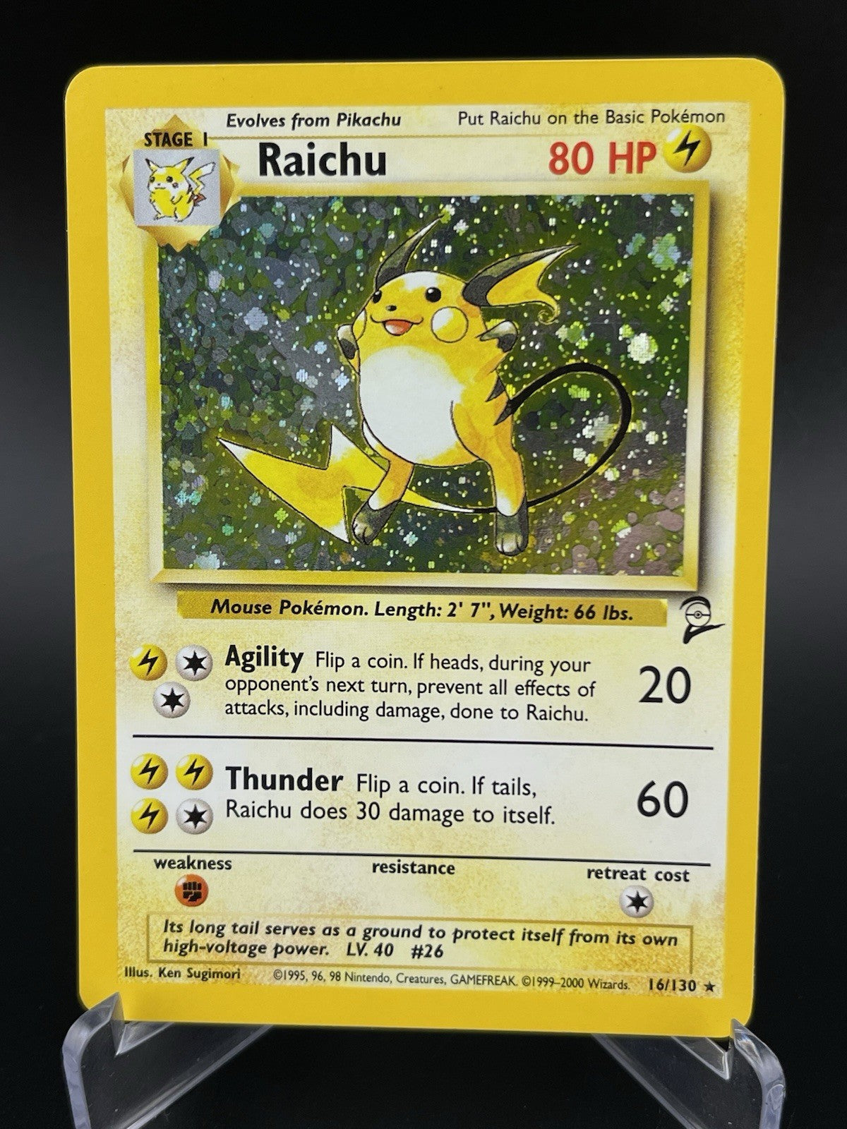Raichu 16/130 Holo Base Set 2 2000 WOTC Pokemon TCG Card LP
