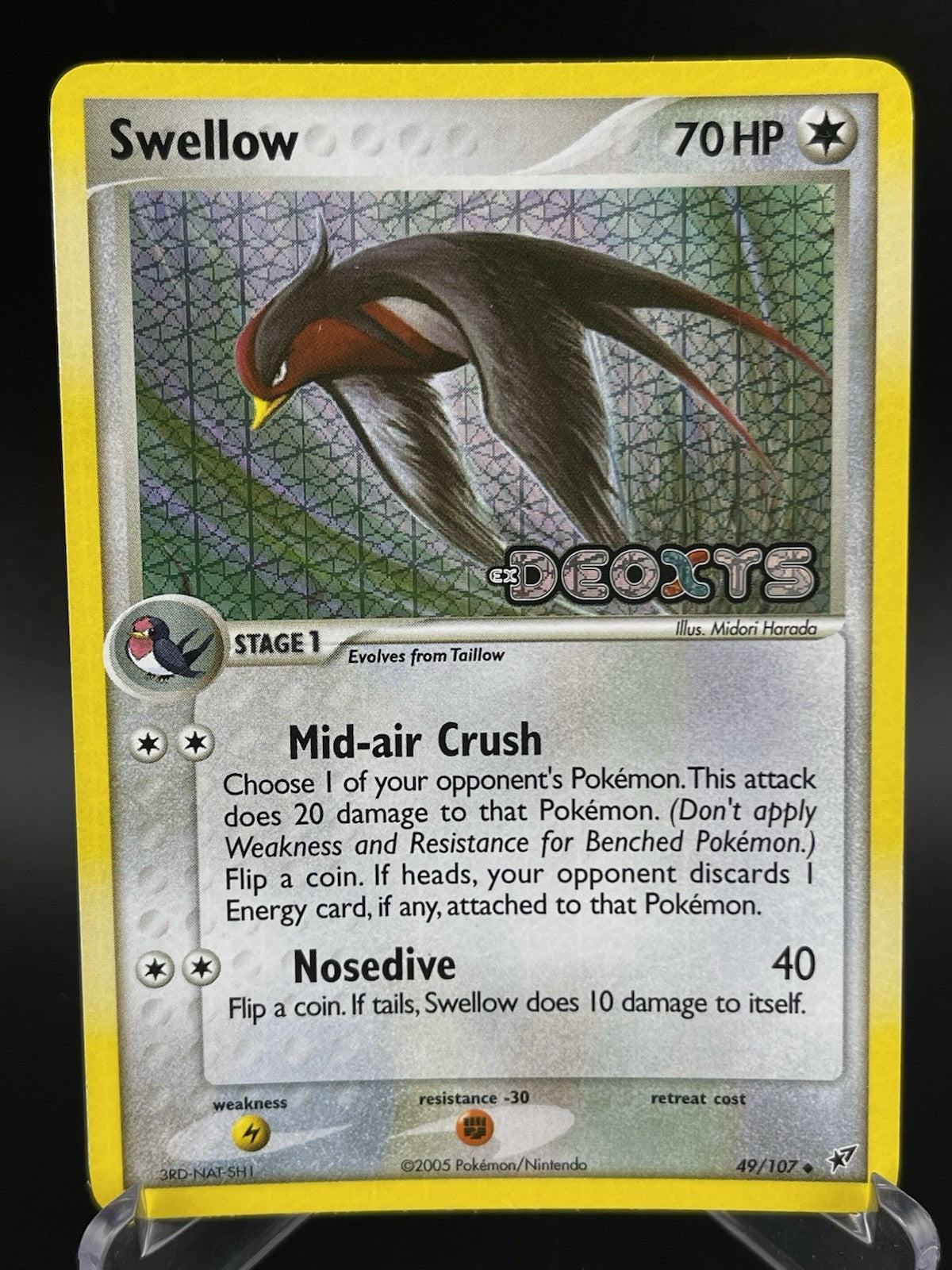 Swellow 49/107 Reverse Holo Stamped EX Deoxys Pokémon TCG Card LP