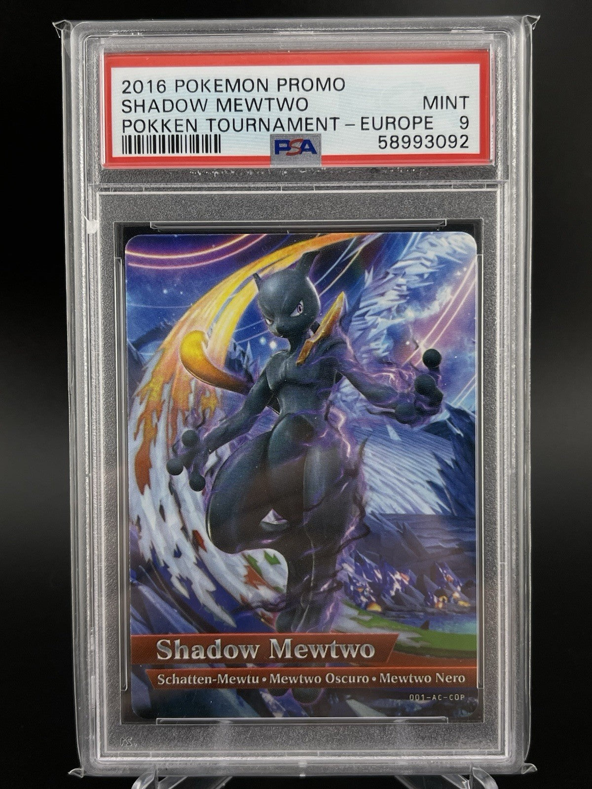 PSA 9 Mint Shadow Mewtwo Pokken Tournament Promo 2016 Europe Amiibo Pokemon Card