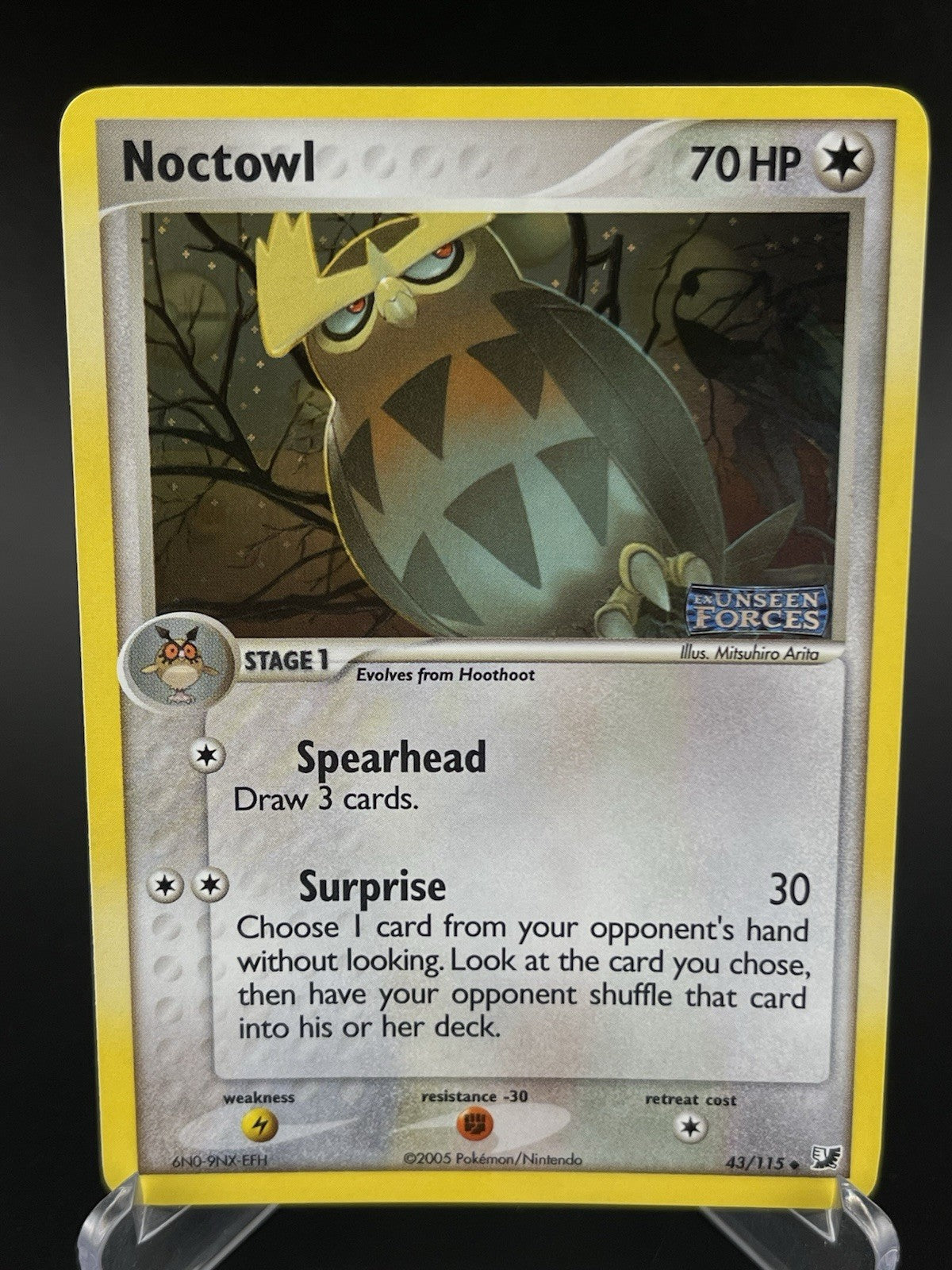 Noctowl 43/115 EX Unseen Forces 2005 Reverse Holo Stamped Pokemon TCG Card VLP