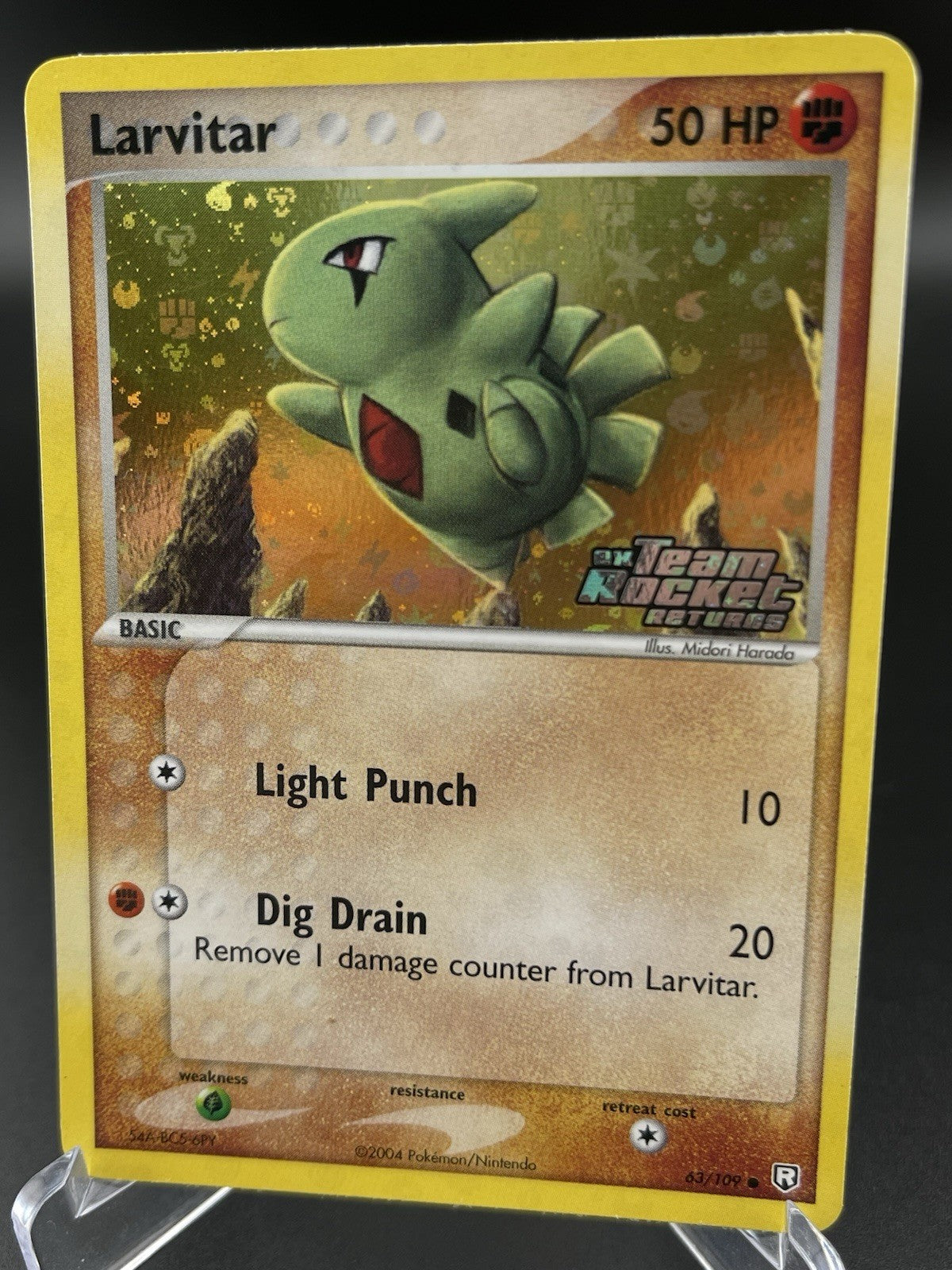 Larvitar 63/109 EX Team Rocket Returns Reverse Holo Stamped LP