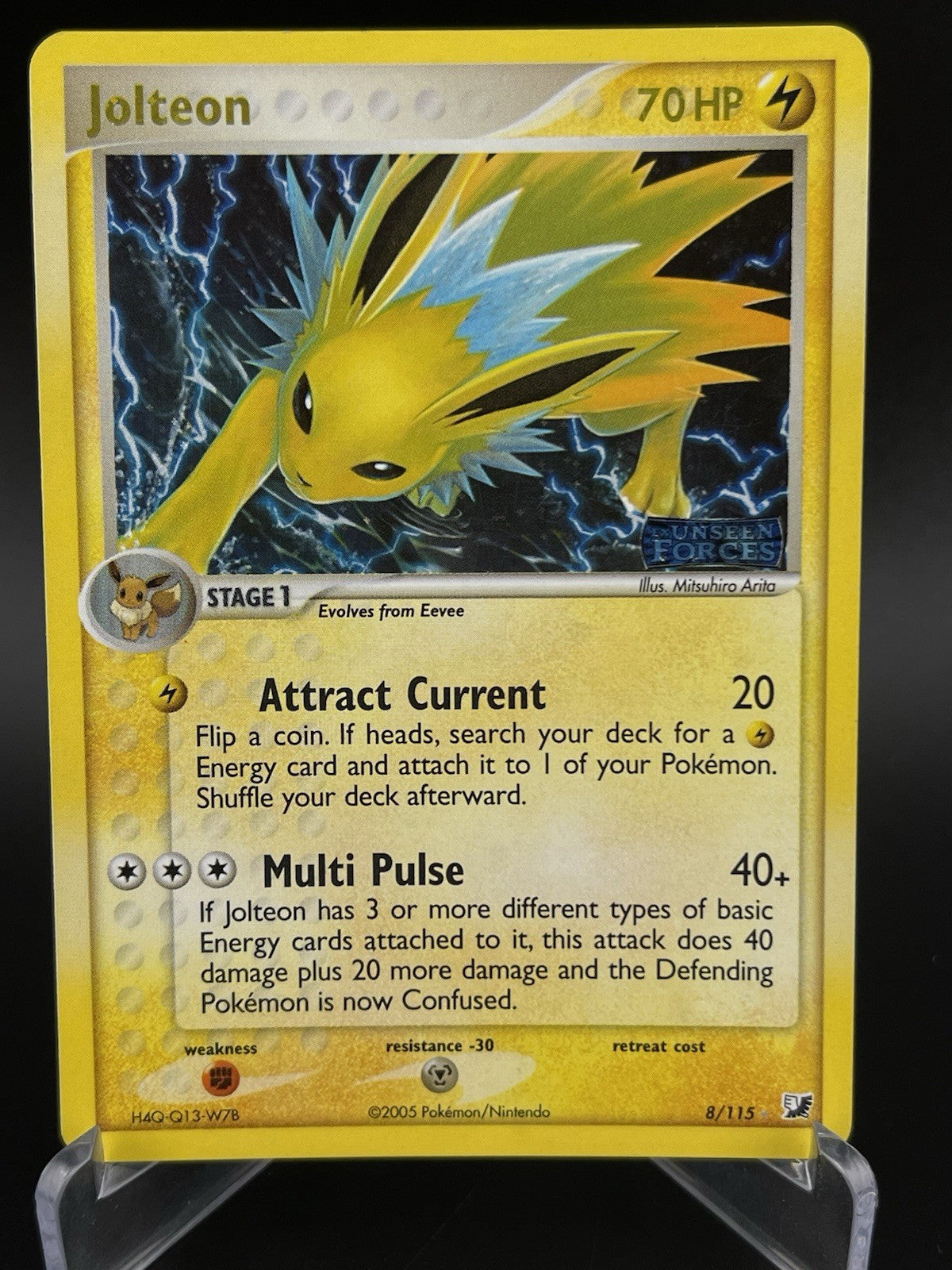 Jolteon 8/115 2005 EX Unseen Forces Reverse Holo Rare Stamped Pokémon TCG LP-VLP