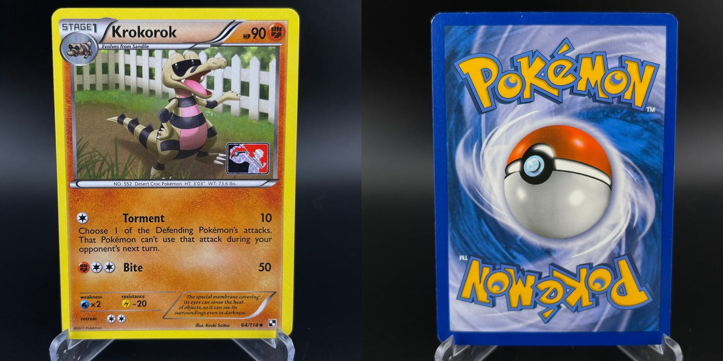 Krokorok 64/114 Cross Hatch Holo League Promo Black & White Pokemon LP