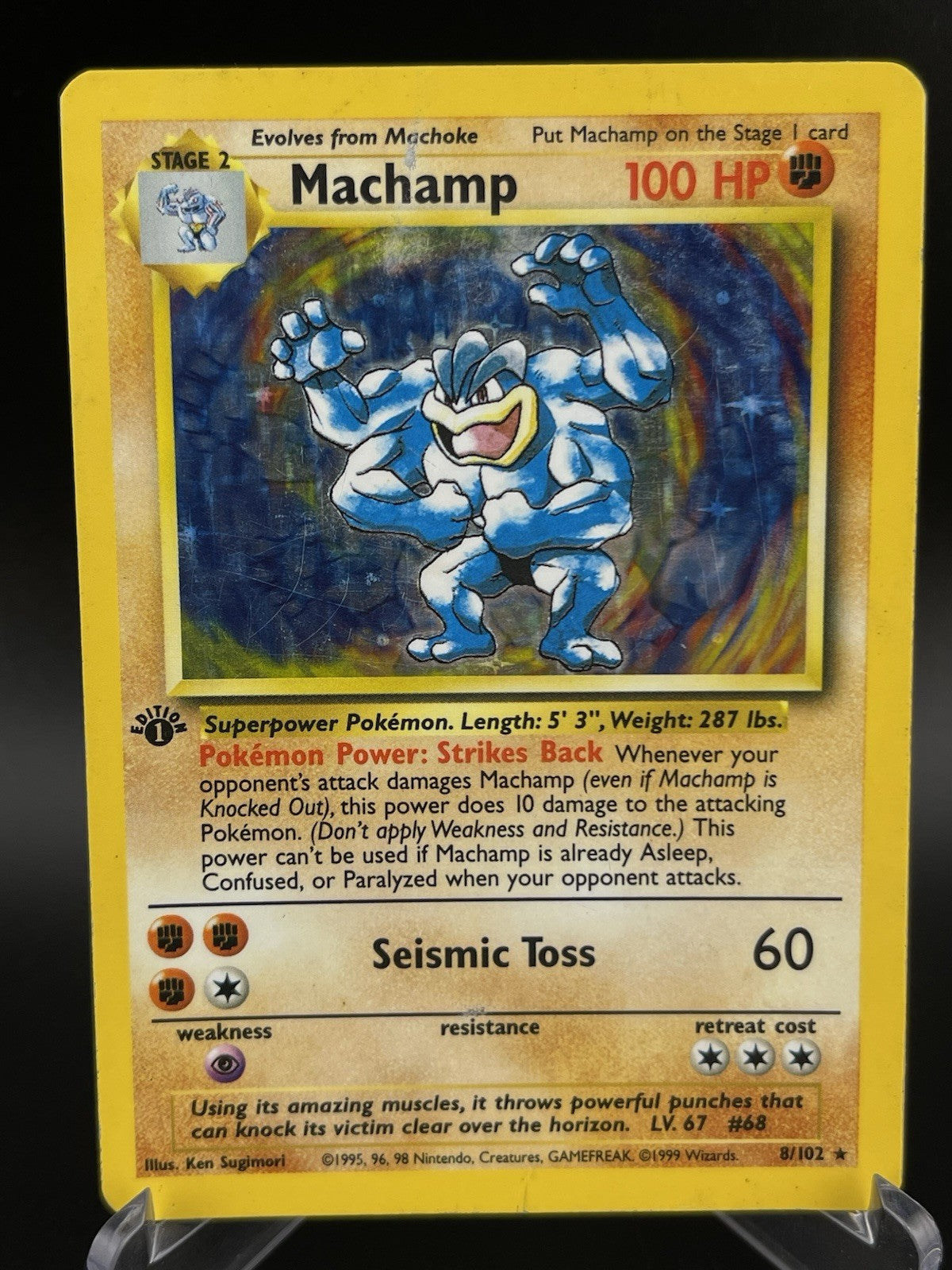 Machamp 8/102 Holo Rare Base Set 1st Edition 1999 WOTC Pokemon TCG Card HP