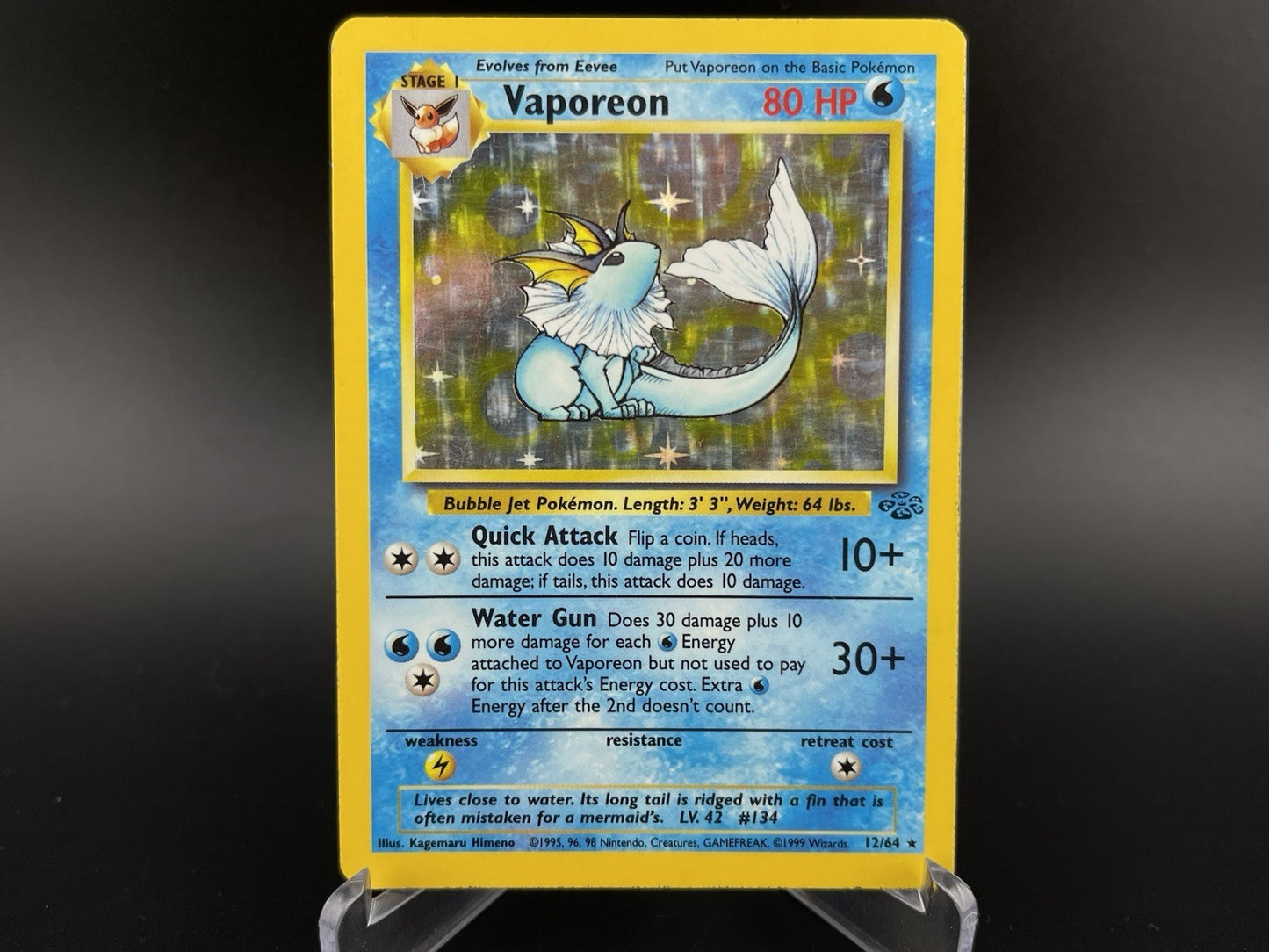 Vaporeon 12/64 Jungle Holo Rare 1999 WOTC Pokemon TCG Card PL