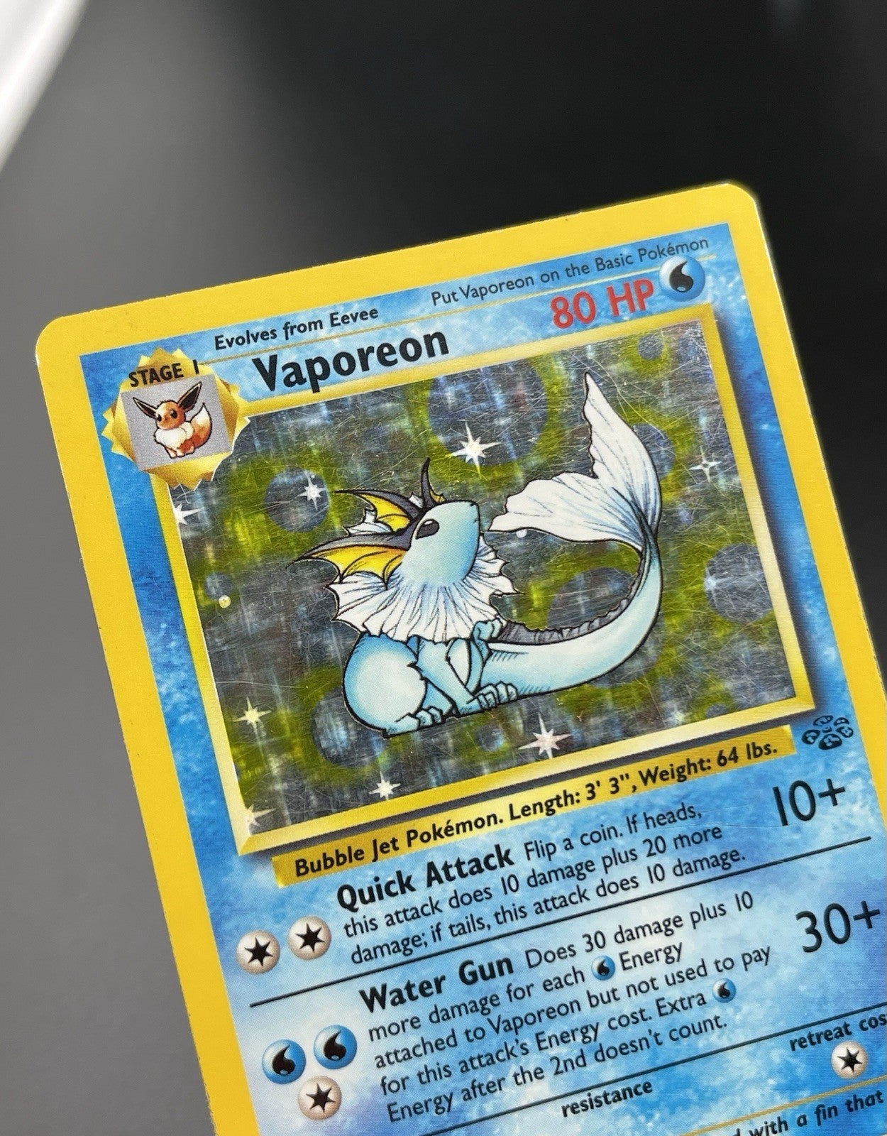 Vaporeon 12/64 Jungle Holo Rare 1999 WOTC Pokemon TCG Card PL