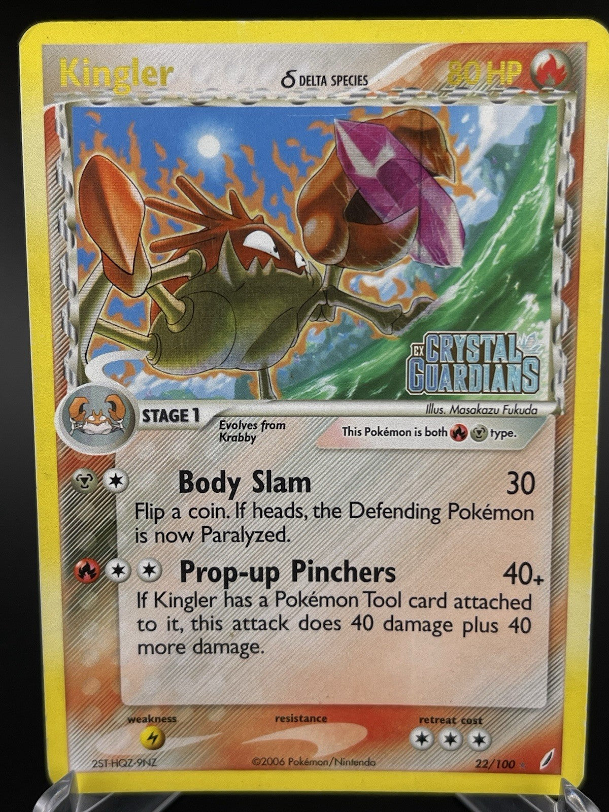 Kingler 22/100 Crystal Guardians Delta Species Reverse Holo Rare Stamped HP