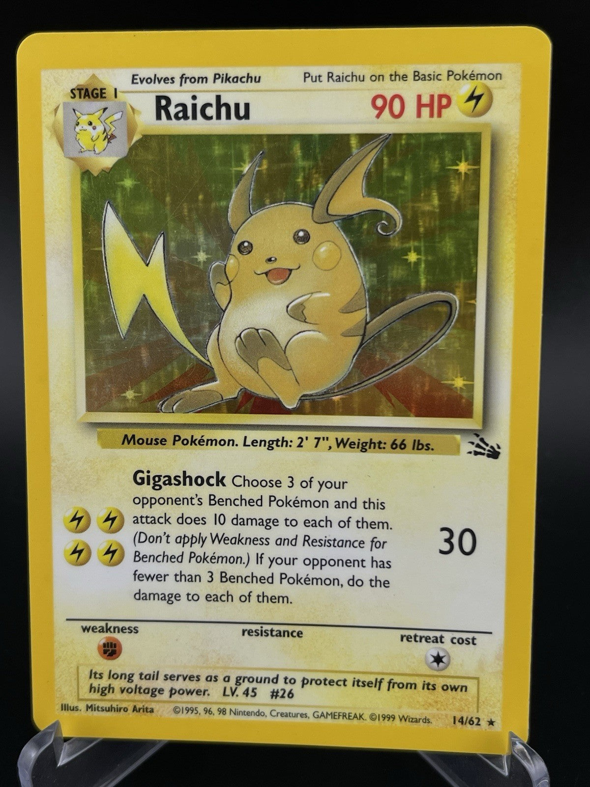 Raichu 14/62 Fossil Holo Rare 1999 WOTC Pokemon TCG Card PL