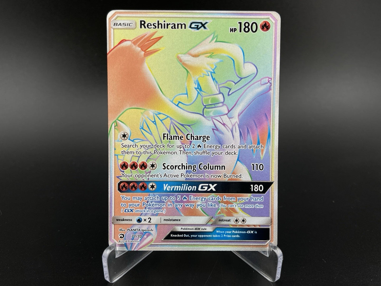 Reshiram GX 71/70 Dragon Majesty Rainbow Secret Rare Holo Pokemon TCG Card NM
