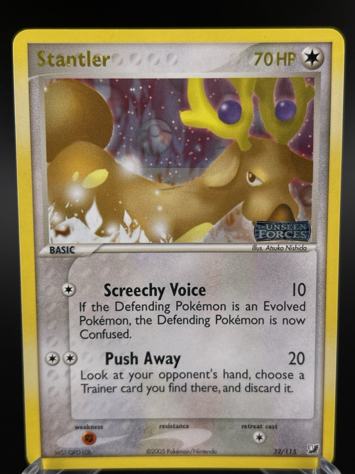 Stantler 32/115 EX Unseen Forces 2005 Reverse Holo Rare Stamped Pokémon TCG VLP