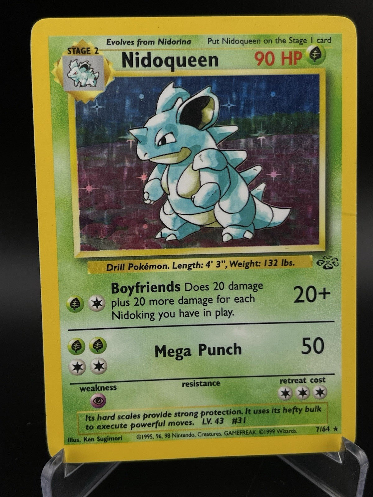 Nidoqueen 7/64 Holo Rare Jungle WOTC 1999 Pokemon TCG Card HP