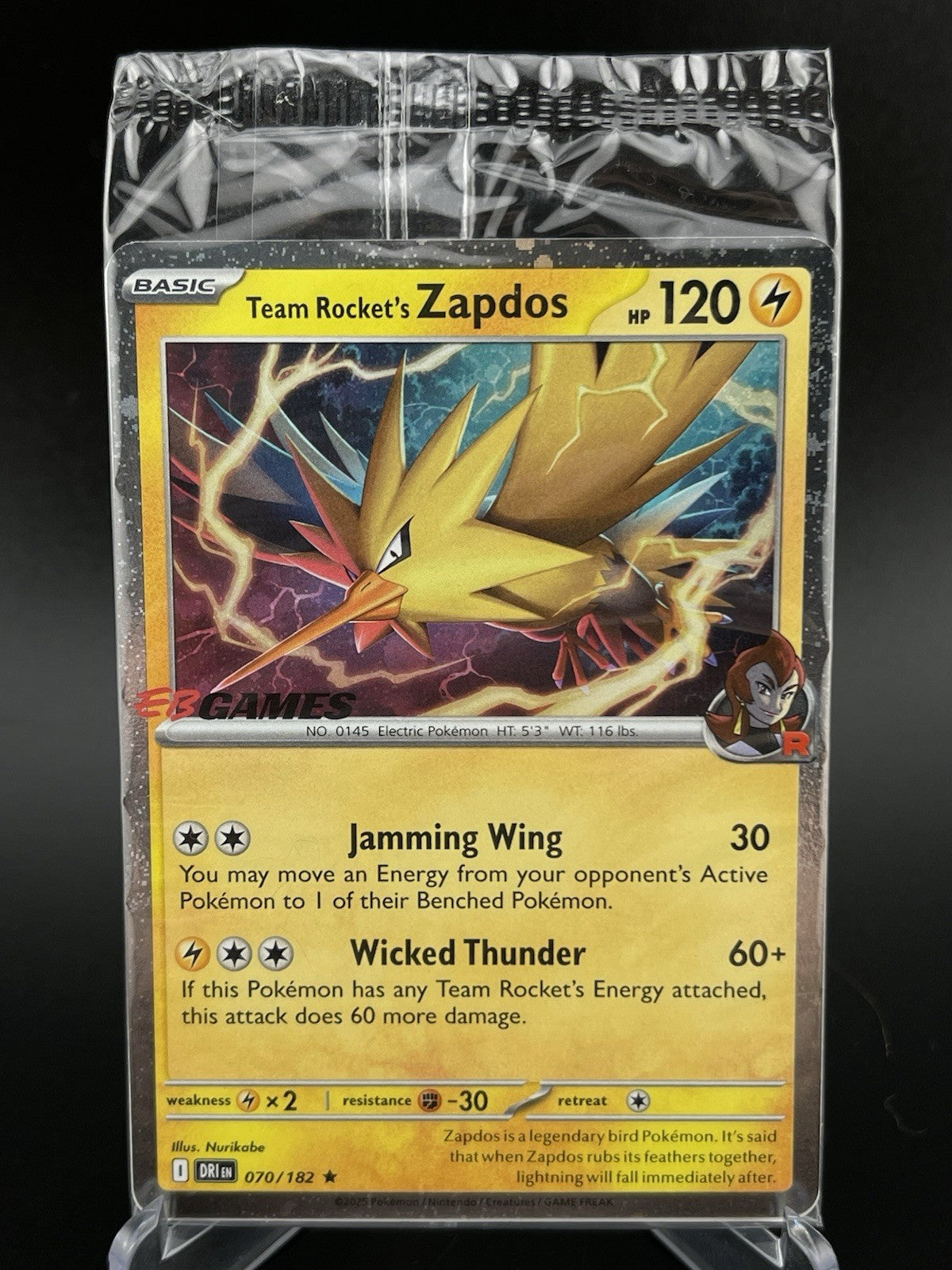 Team Rocket's Zapdos 070/182 EB Games Stamped Promo AUS/NZ Exclusive Sealed