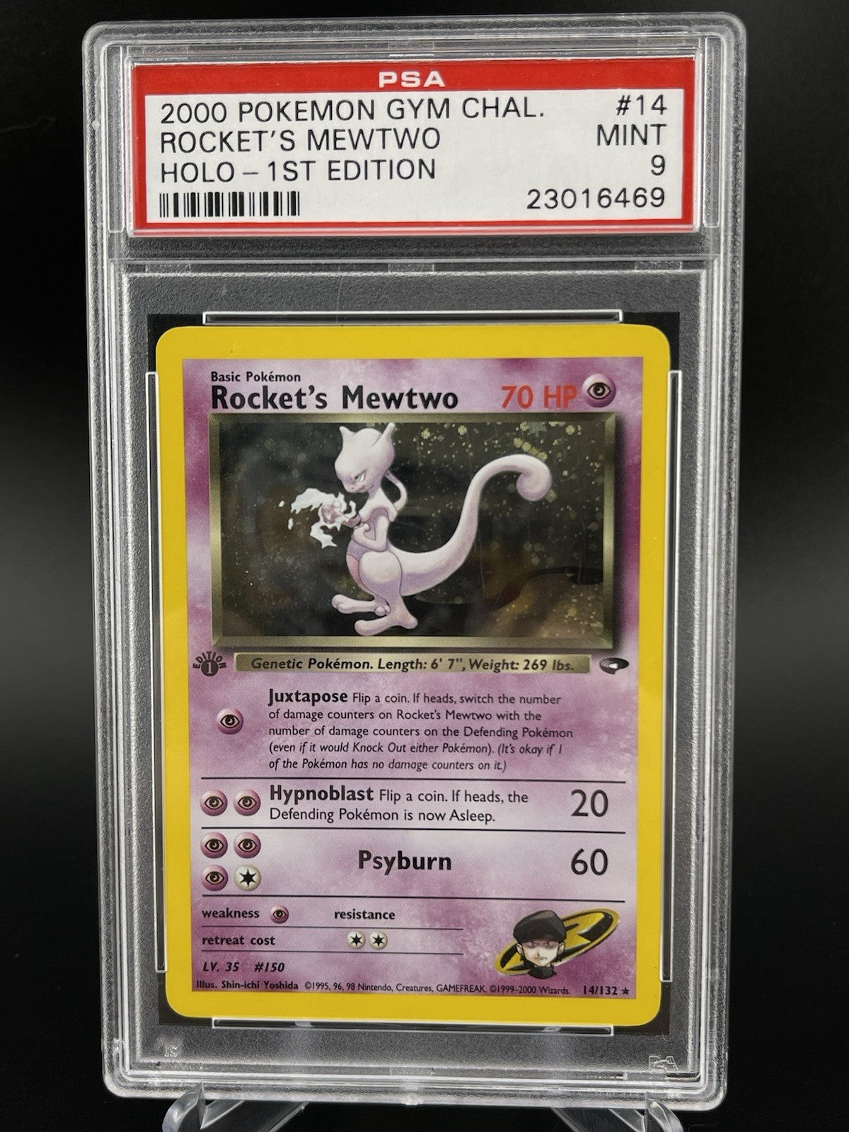 PSA 9 Mint Rocket's Mewtwo 14/132 1st Edition Gym Challenge Holo Rare Pokemon