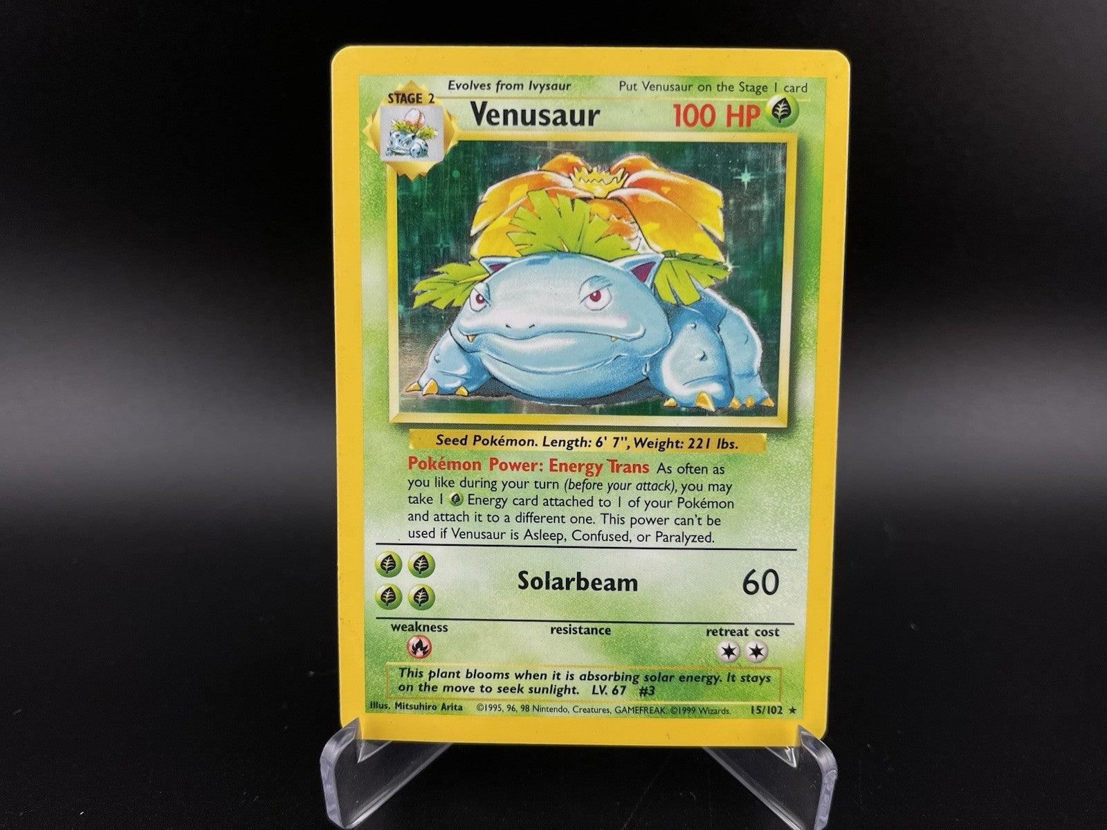 Venusaur 15/102 Base Set Holo Rare 1999 WOTC Pokemon TCG Card PL
