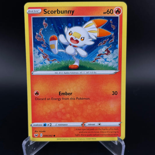 Scorbunny 030/202 Cosmos Holo Promo Sword & Shield Pokemon NM