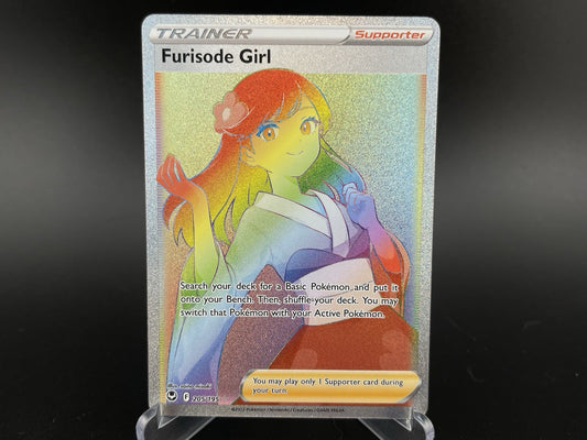Furisode Girl Rainbow Hyper Rare 205/195 SWSH Silver Tempest Pokemon TCG Card NM