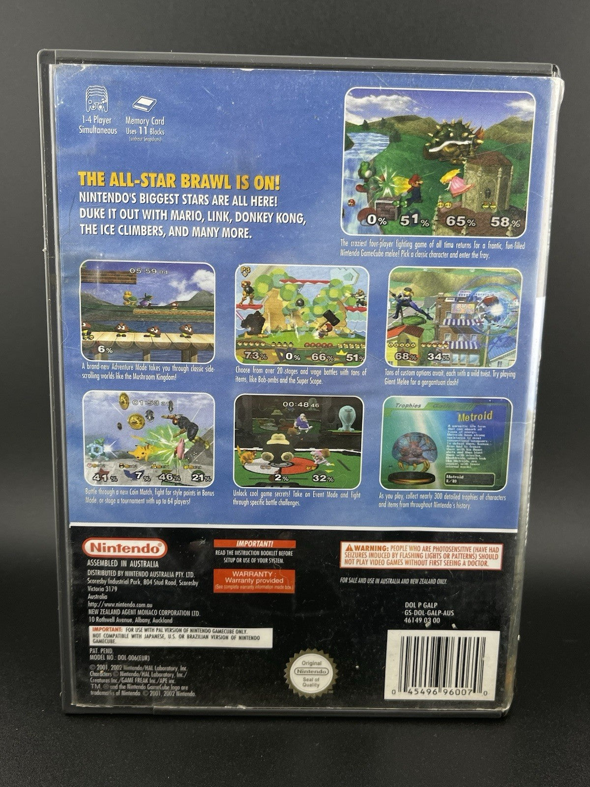Super Smash Bros. Melee Nintendo GameCube 2001 Complete Manual AUS PAL