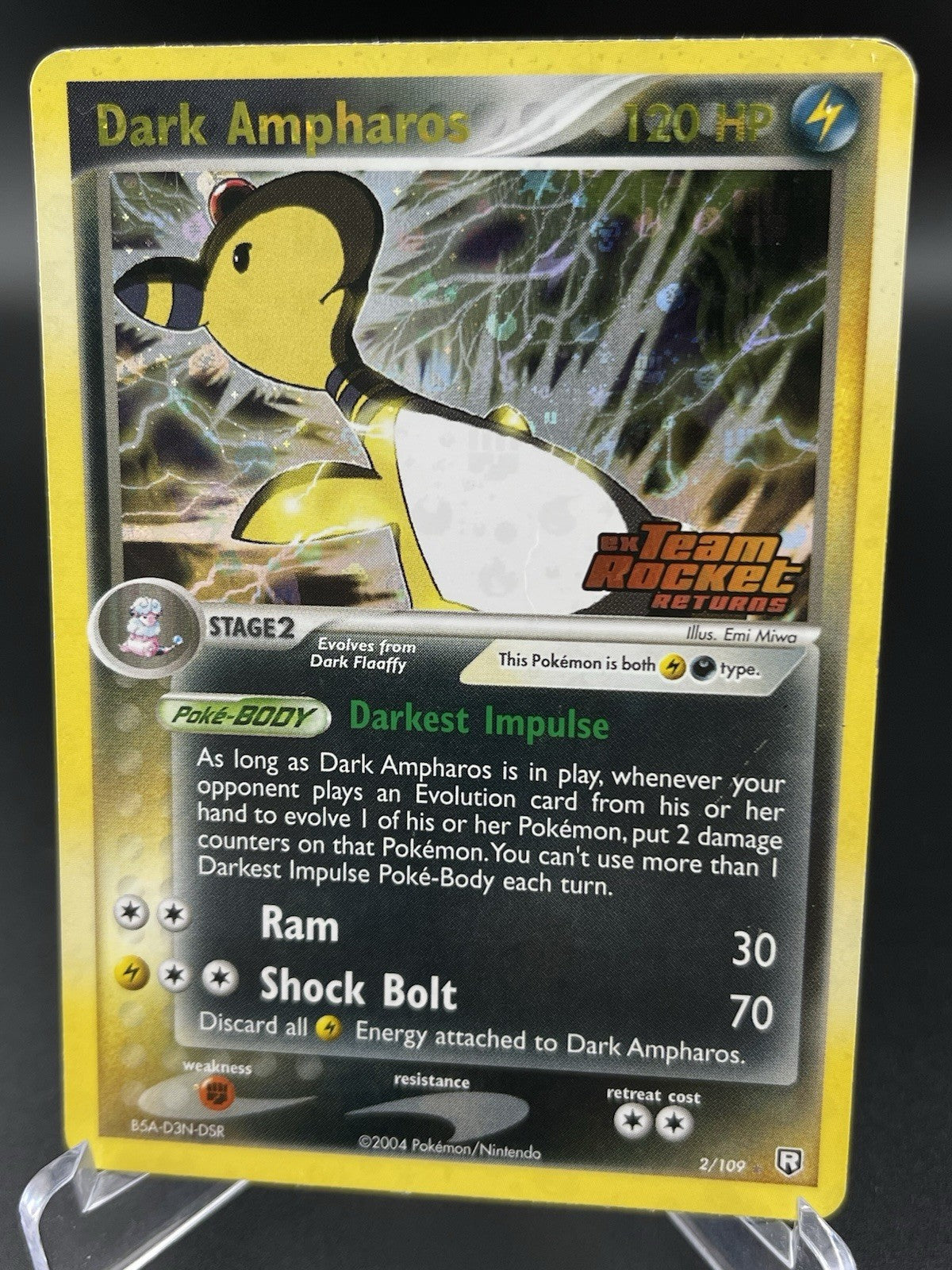Dark Ampharos 2/109 EX Team Rocket Returns Reverse Holo Rare Stamped Pokemon MP