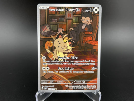 Team Rocket's Meowth 203/182 Destined Rivals Illustration Rare Pokemon TCG NM