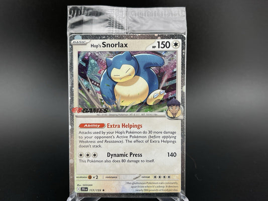 Hop's Snorlax 117/159 EB Games Stamped Pokemon TCG Card AUS/NZ Exclusive Sealed