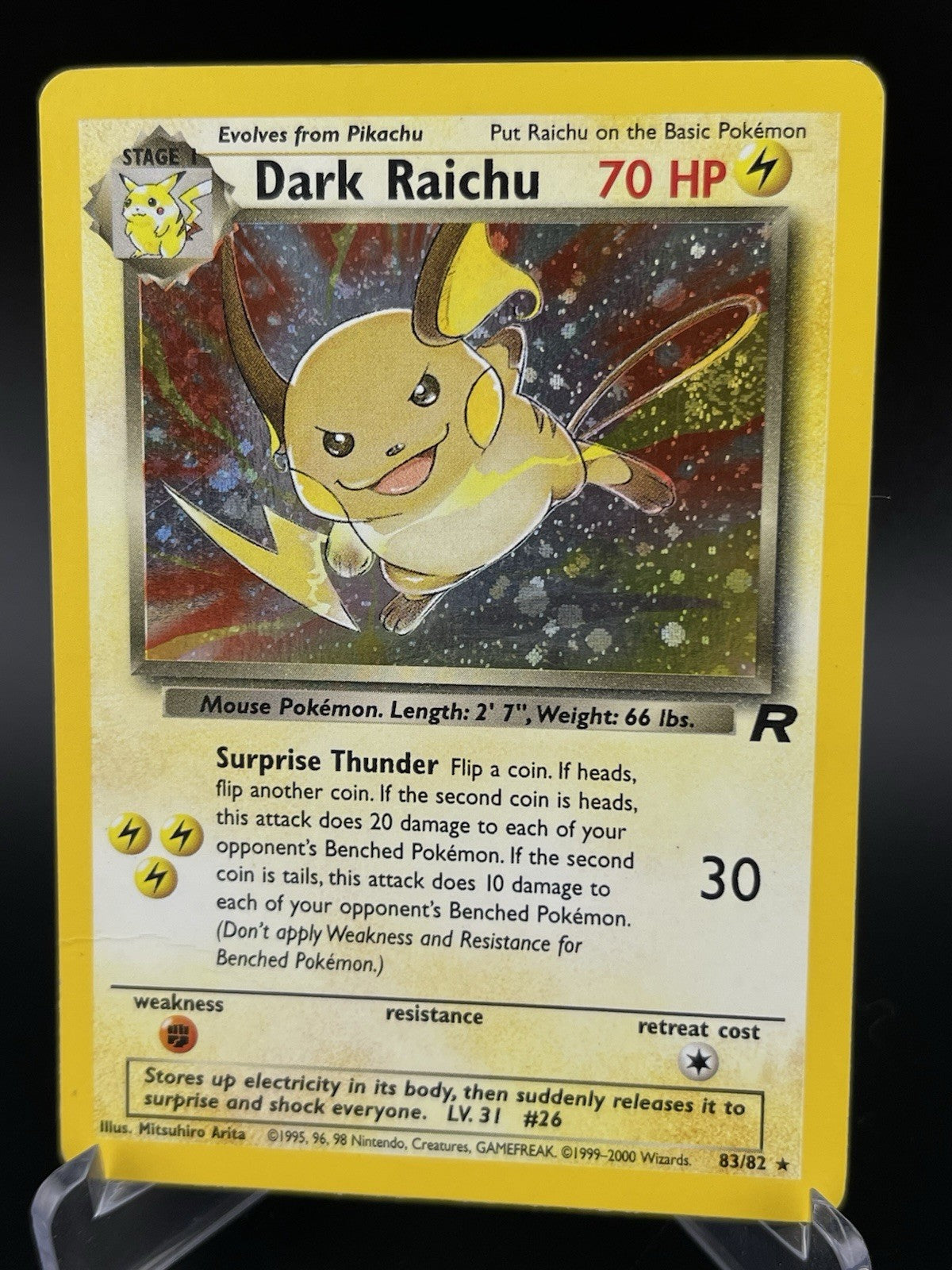 Dark Raichu 83/82 Unlimited Secret Rare Team Rocket 2000 Pokemon TCG Card PL