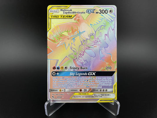 Moltres & Zapdos & Articuno GX 69/68 Hyper Rainbow Secret Rare Hidden Fates NM