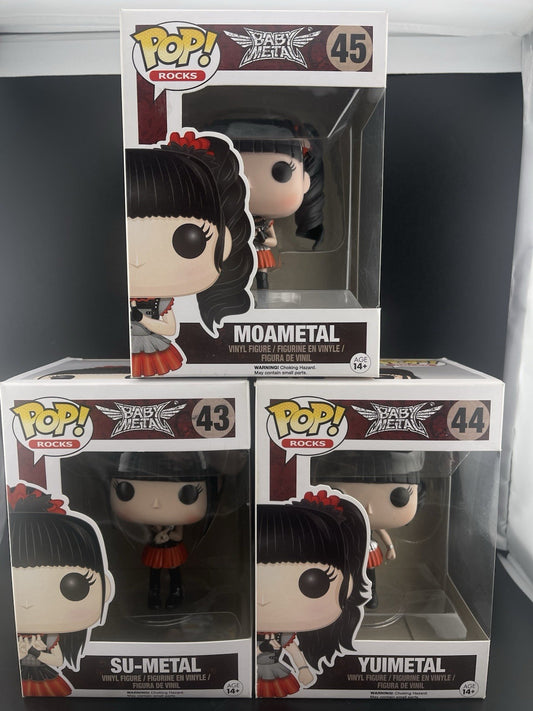 Babymetal Pop Vinyl Funko Set Su-Metal 43 Yuimetal 44 Moametal 45 Baby Metal
