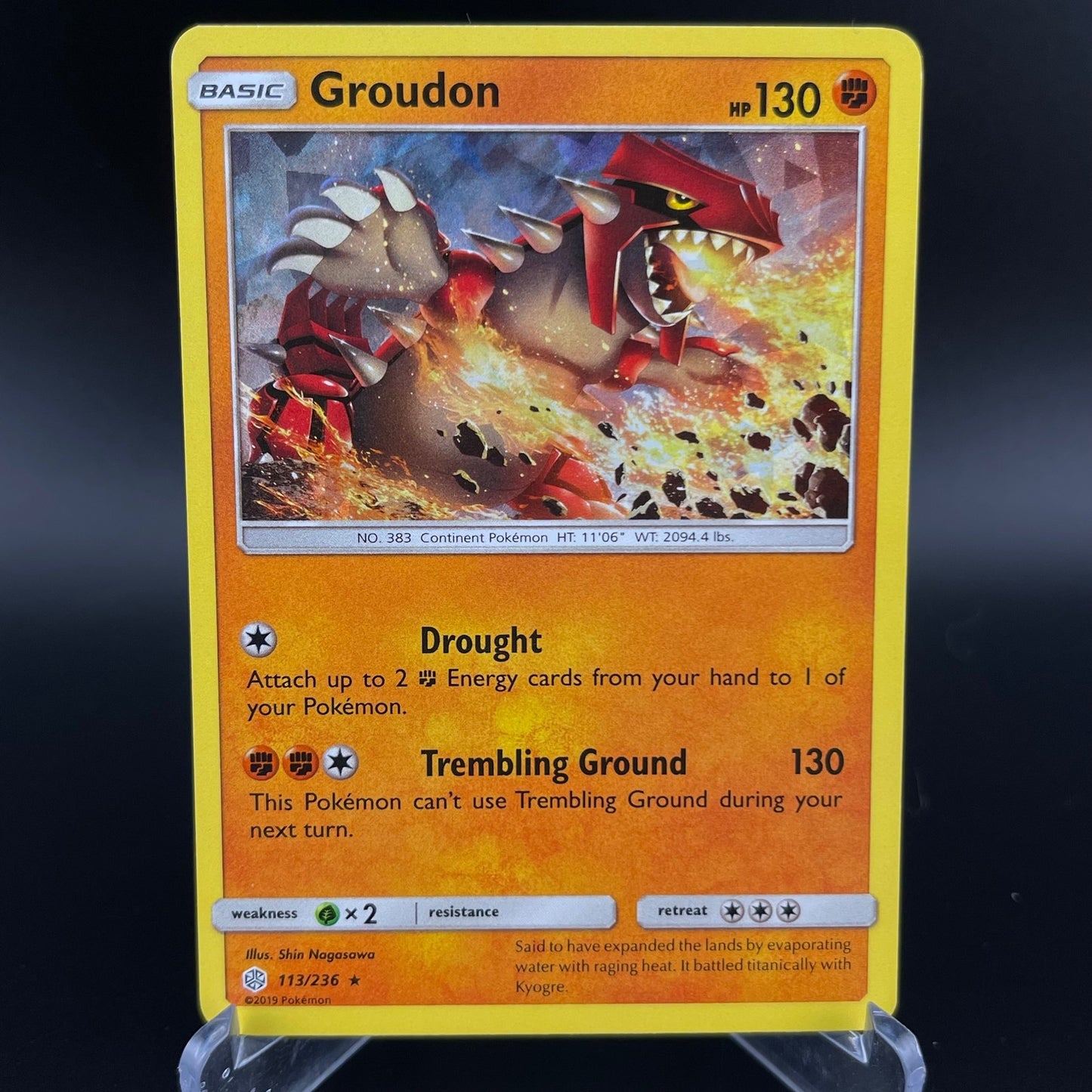 Groudon 113/236 Cracked Ice Holo Rare Cosmic Eclipse Pokemon NM