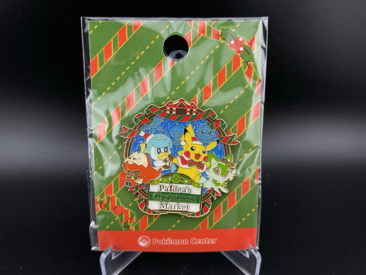 Pokemon Center Paldea's Christmas Market Logo Pin Badge Sprigatito Fuecoco 2023