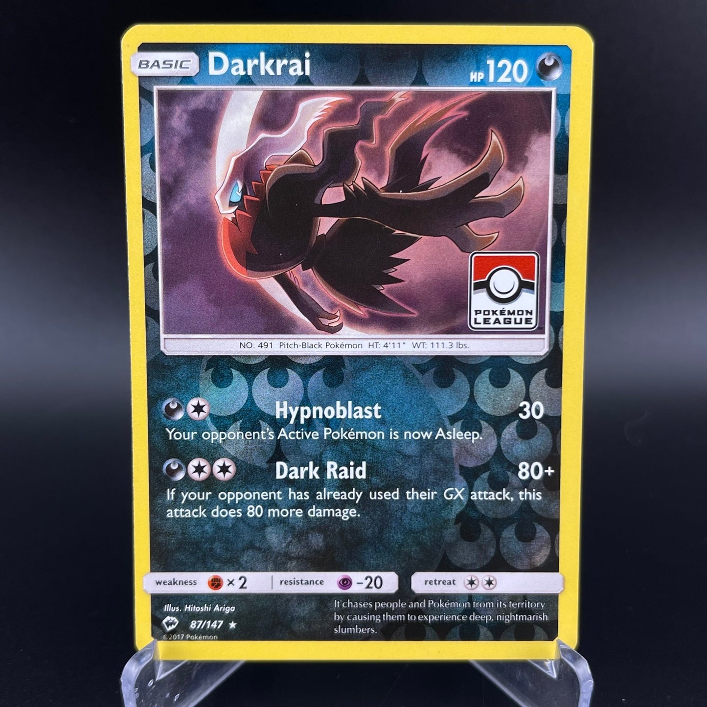 Darkrai 87/147 League Promo Reverse Holo Rare Burning Shadows Pokemon VLP