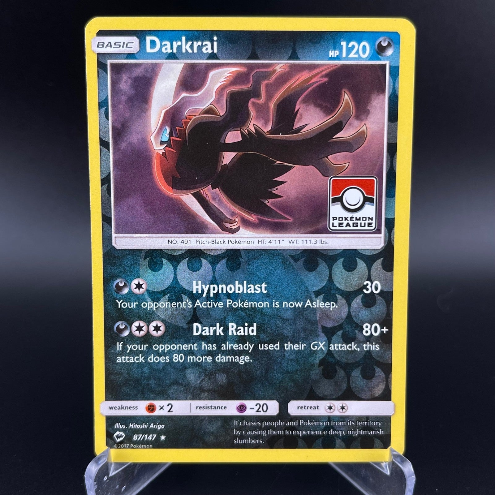 Darkrai 87/147 League Promo Reverse Holo Rare Burning Shadows Pokemon VLP