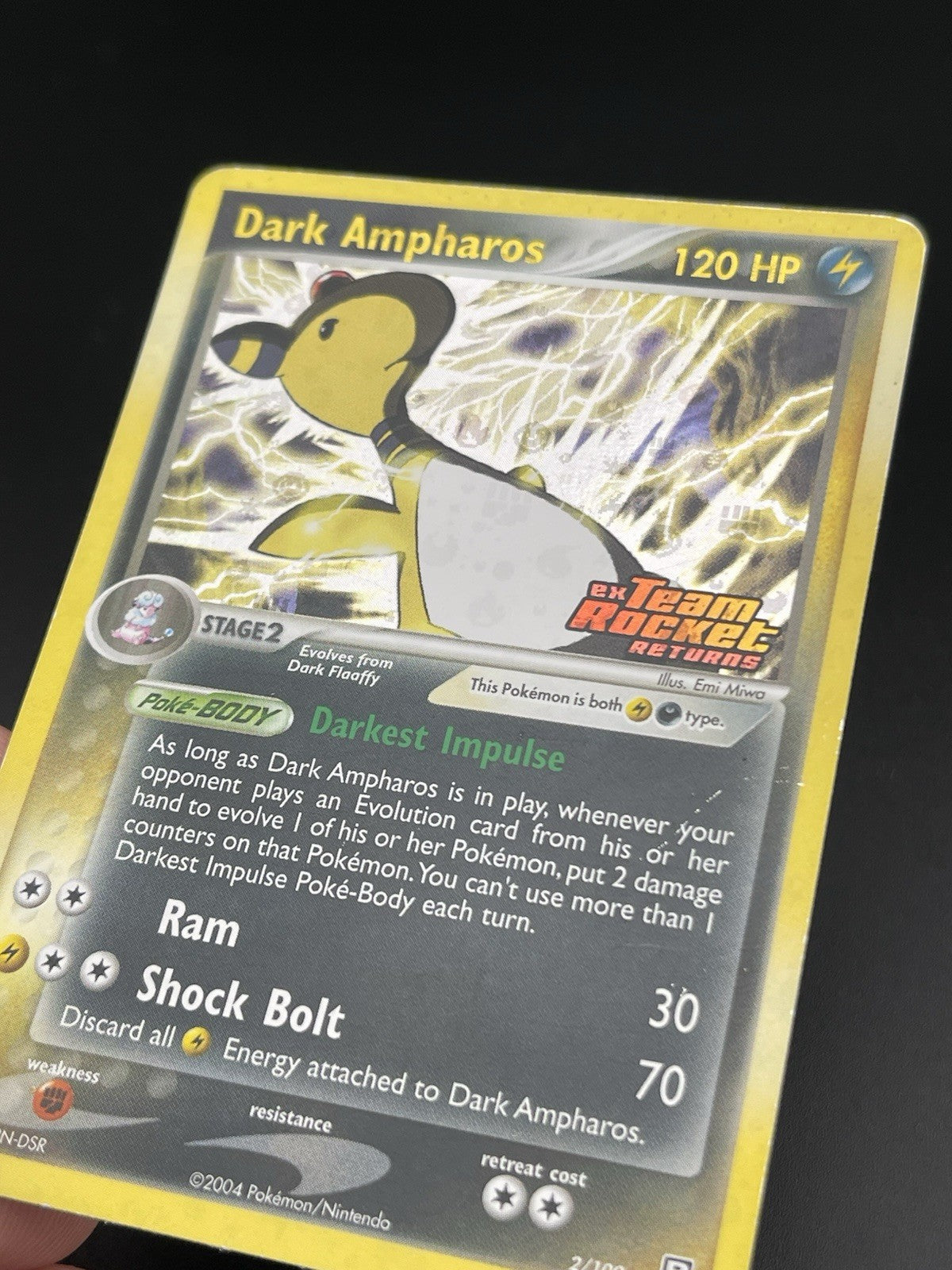 Dark Ampharos 2/109 EX Team Rocket Returns Reverse Holo Rare Stamped Pokemon MP