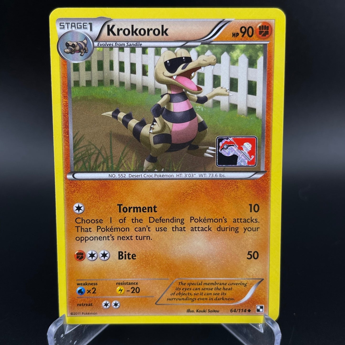 Krokorok 64/114 Cross Hatch Holo League Promo Black & White Pokemon LP