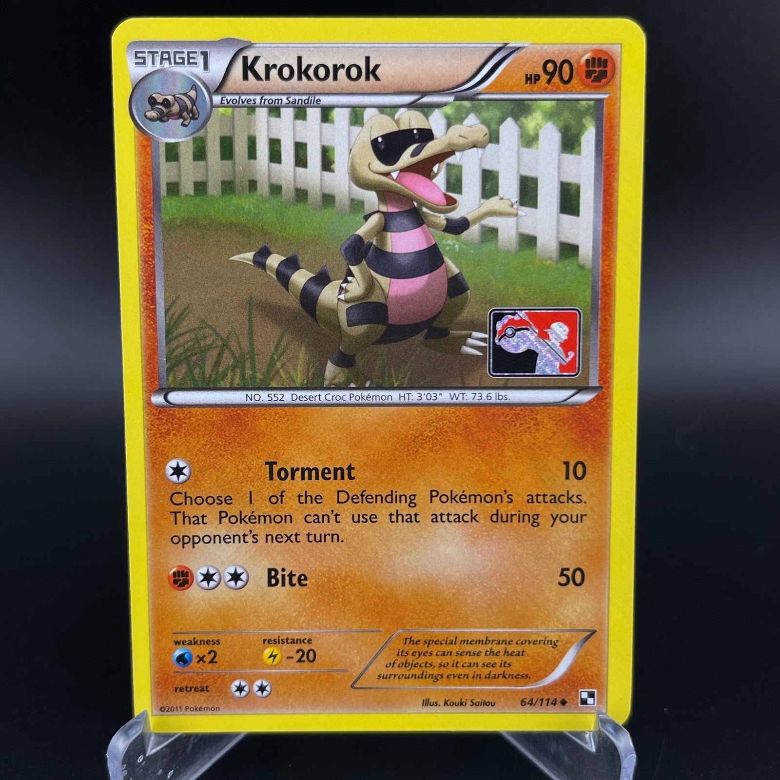 Krokorok 64/114 Cross Hatch Holo League Promo Black & White Pokemon LP