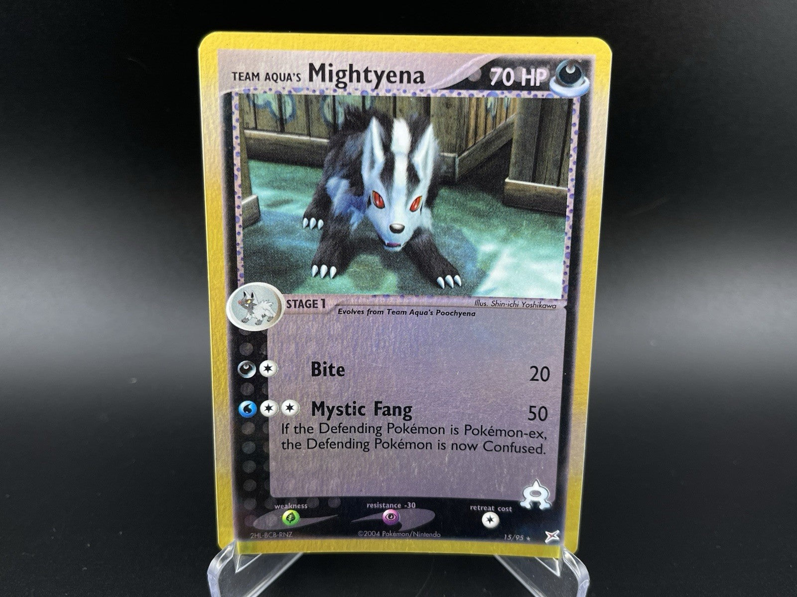 Team Aqua's Mightyena 15/95 EX Magma Vs Aqua Reverse Holo Rare Pokémon TCG VLP