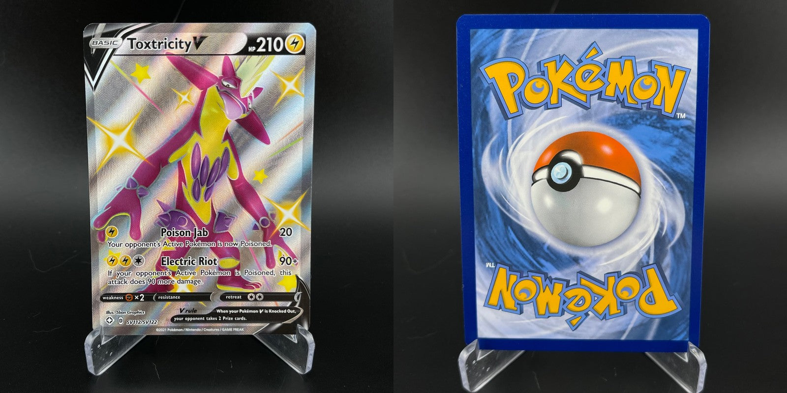 Toxtricity V SV112/SV122 Holo Rare V Shining Fates Shiny Vault Pokemon NM