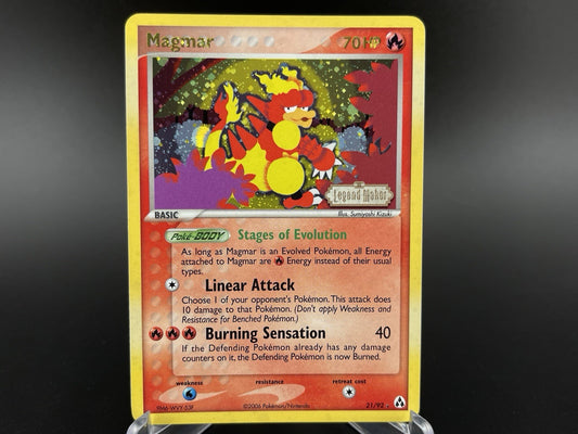 Magmar 21/92 EX Legend Maker 2006 Reverse Holo Rare Stamped Pokemon TCG VLP-NM