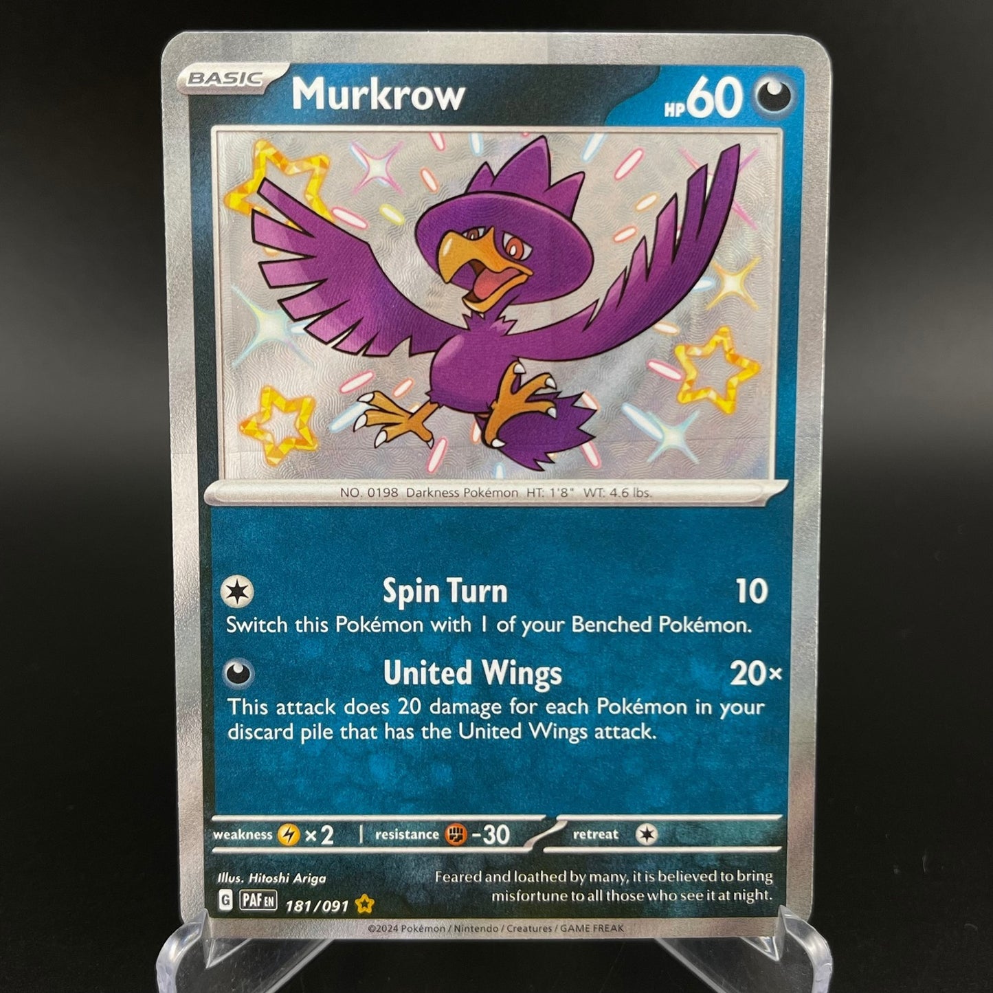Murkrow 181/091 Shiny Rare Paldean Fates Pokemon NM