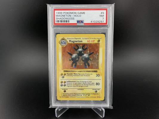 PSA 7 NM Magneton 9/102 Shadowless Base Set Holo Rare 1999 Pokemon TCG Card
