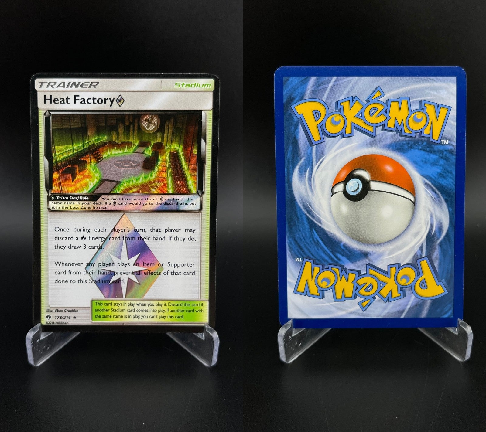 Heat Factory ◇ 178/214 Rare Prism Star Lost Thunder Pokemon NM