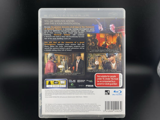 The Testament of Sherlock Holmes Playstation 3 PS3 AUS PAL Complete With Manual