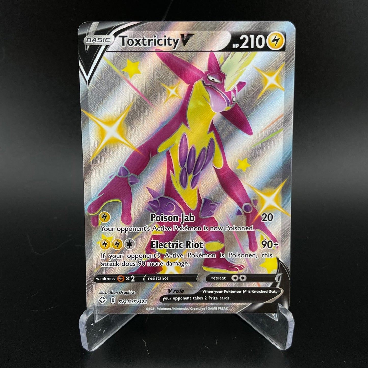 Toxtricity V SV112/SV122 Holo Rare V Shining Fates Shiny Vault Pokemon NM