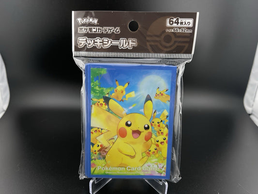 Pikachu Large Gathering 64 CT Sleeves Japanese Pokemon Center Official Sealed