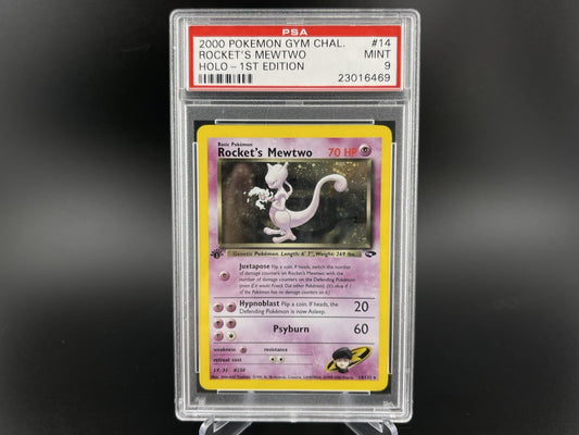 PSA 9 Mint Rocket's Mewtwo 14/132 1st Edition Gym Challenge Holo Rare Pokemon