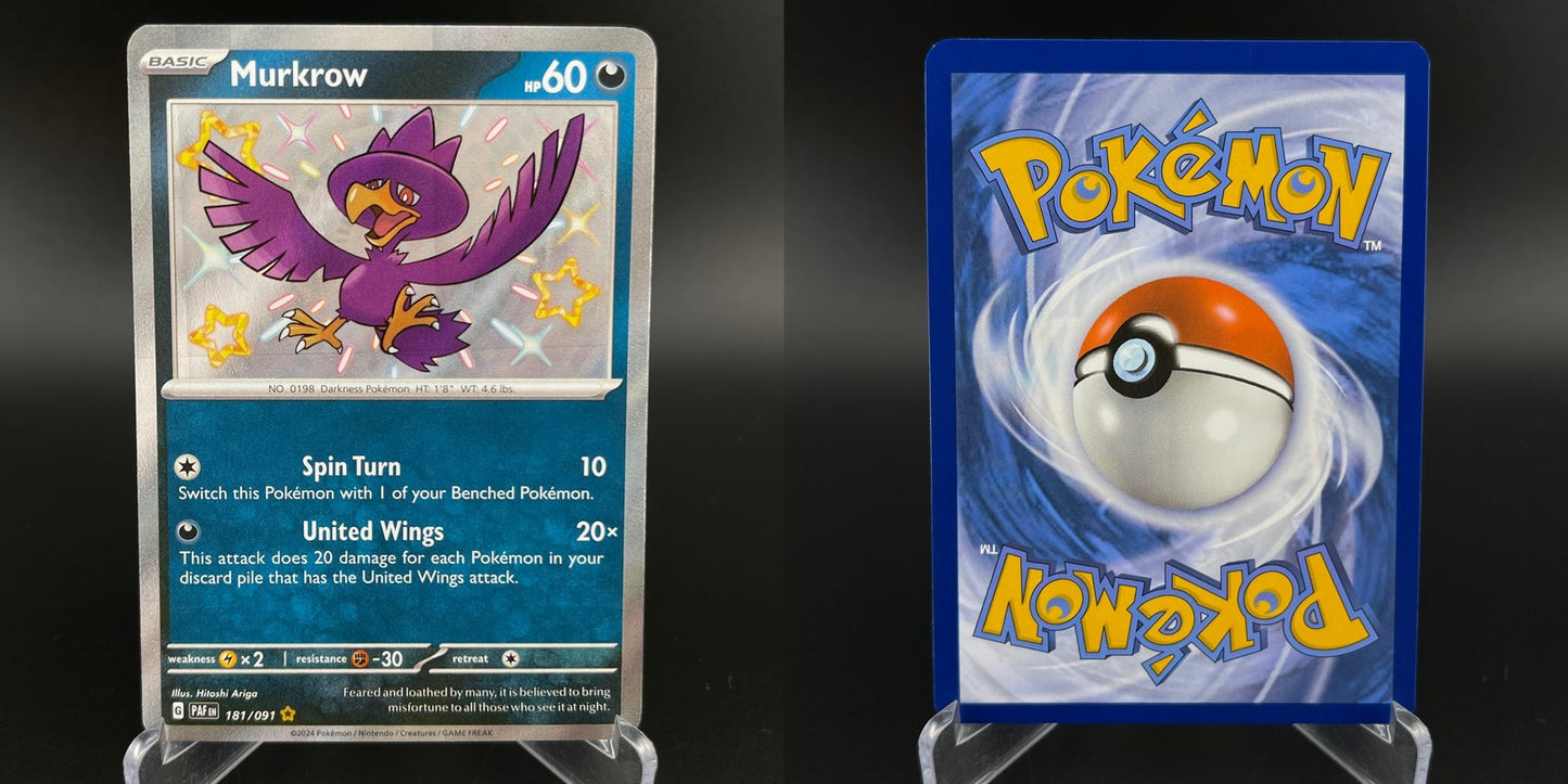 Murkrow 181/091 Shiny Rare Paldean Fates Pokemon NM