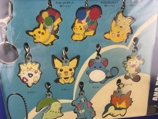 Vintage Pokemon Ana Airlines Jet Keychain Promo Set & Lanyard 10 Pieces Nintendo
