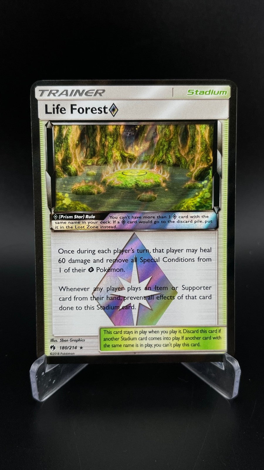 Life Forest ◇ 180/214 Rare Prism Star Lost Thunder Pokemon NM