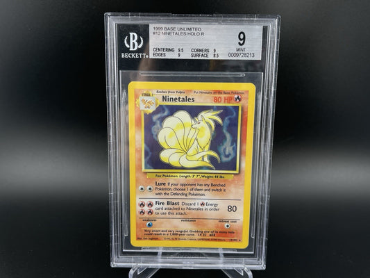Ninetales 12/102 Unlimited Holo Rare Base Set 1999 Beckett BGS 9 Pokemon TCG