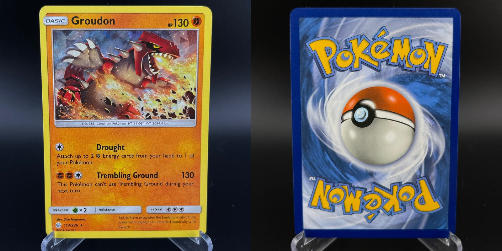 Groudon 113/236 Cracked Ice Holo Rare Cosmic Eclipse Pokemon NM